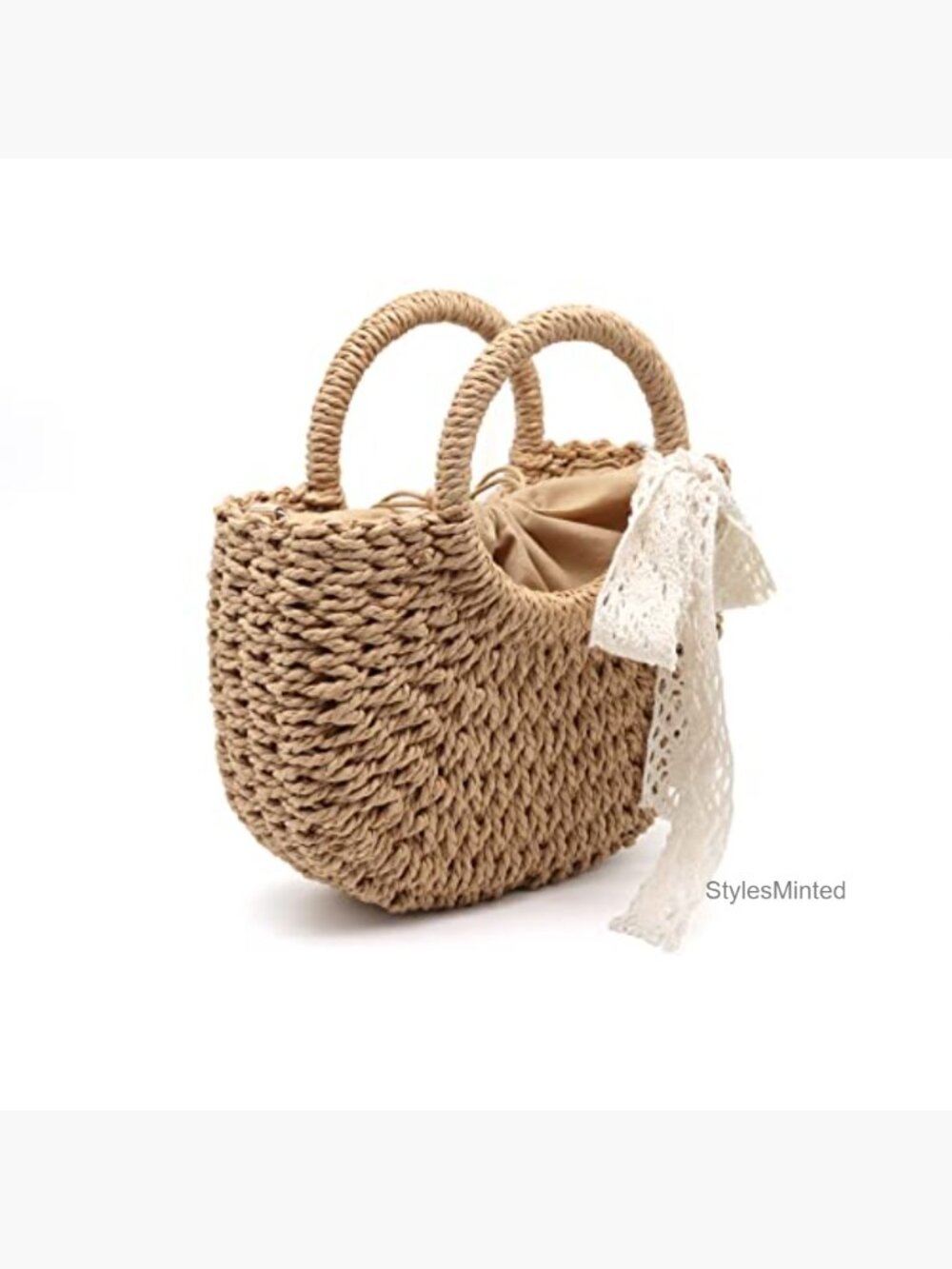 Natural Straw Handwoven Clutch Tote Crossbody Bag Summer Beach Purse - Picture 4 of 7